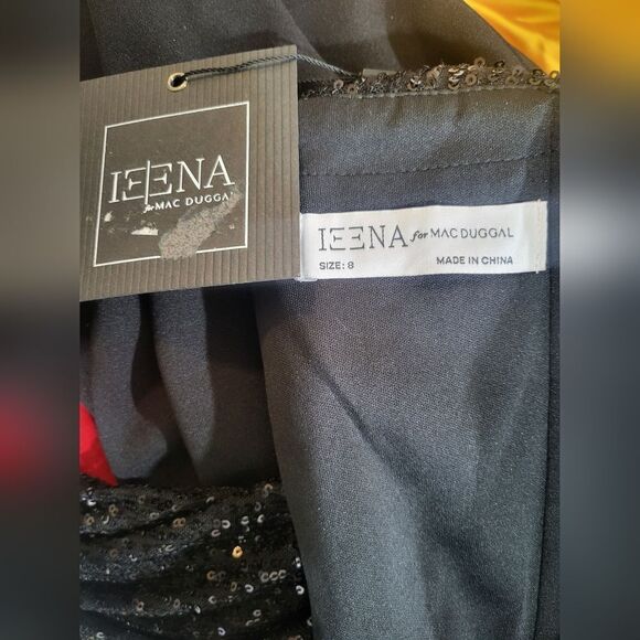 Mac Duggal ONE SHOULDER SEQUIN LONG SLEEVE MIDI DRESS NWT size 8 black (26551) - Picture 6 of 6